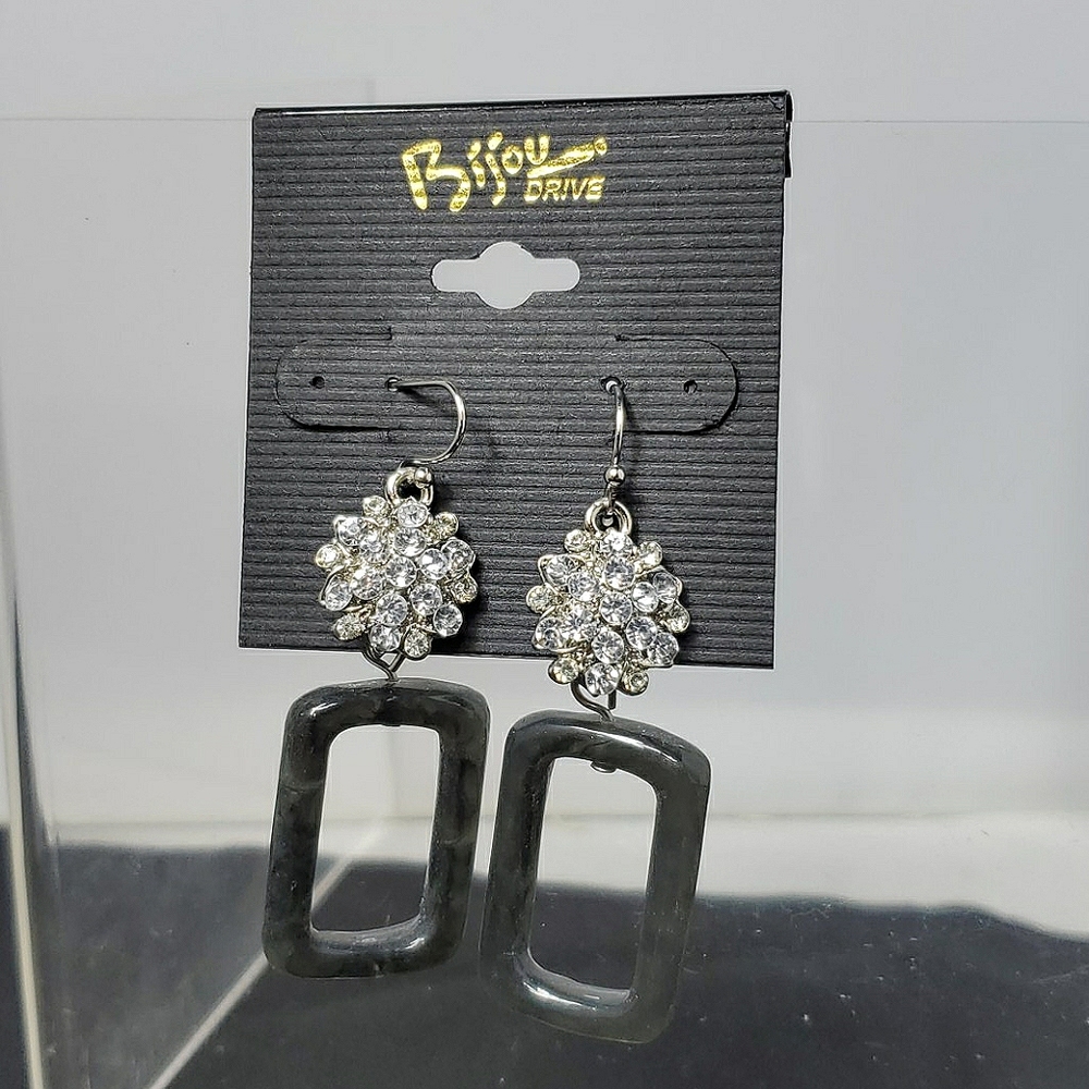 Bijou Drive rhinestone rectangle drop earrings